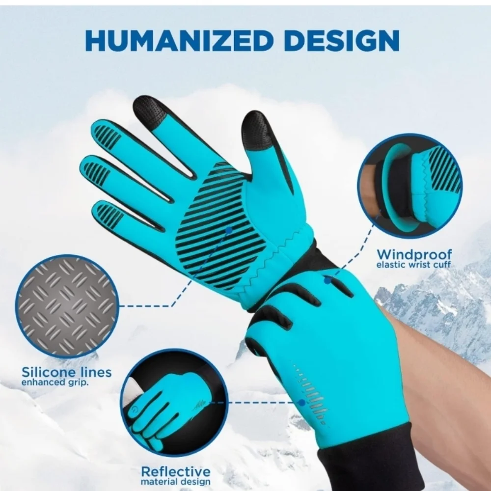 SIMARI Winter Gloves Liner Thermal Warm Touch Screen Blue (EUC)